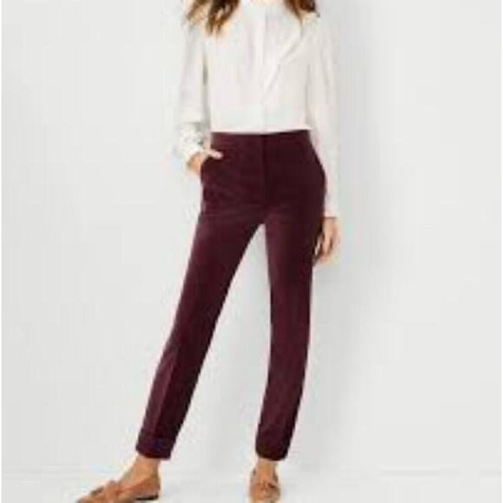 Ann Taylor Women's Size 2P petite Plum Velvet High‎ Waist Slim Leg Ankle Pants
